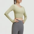 thumbnail image 5 of Workout Crop Tops for Women Long Sleeve Quick Dry Breathable Yoga Tees with Thumb Holes Slim Fit Gym Clothes (M, Green), 5 of 7