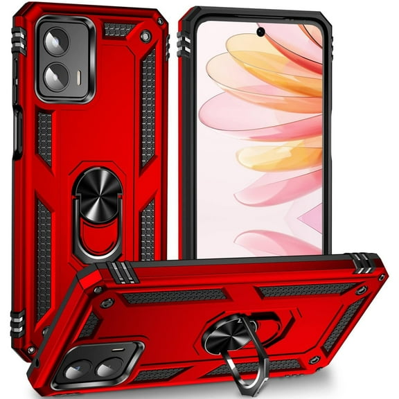 Military Grade Hybrid Case with Ring Grip for Motorola Moto G Power 5G 2024 - Red