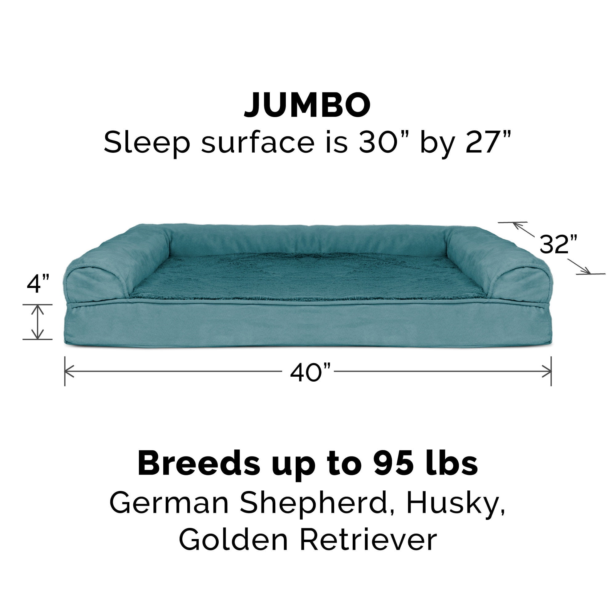FurHaven Plush & Suede Orthopedic Sofa Pet Bed, Deep Pool, Jumbo, 1 Count