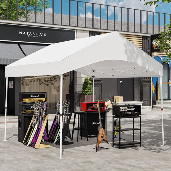 EAGLE PEAK 10x10 Commercial Canopy with Gable Roof, Pop Up Canopy Tent, White