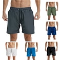 thumbnail image 2 of PUMISAS Casual Shorts For Men Elastic And Adjustable Waistband Drawstring Shorts Solid Color Beach Pants Comfortable Summer Casual Loose Pants, 2 of 5