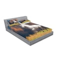 thumbnail image 2 of Ambesonne Animal Fitted Sheet & Pillow Sham Set, Andalusian Horse Dusk, Queen, White Orange Green, 2 of 2