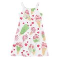 thumbnail image 6 of FAHXNVB Girls Cami Midi Dresses Casual Summer Crewneck Spaghetti Straps A Line Tiered Flowy Sundress Graphic Print Fashion Cozy Beach Vacation Dresses 2-12 Years, 6 of 7