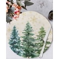 thumbnail image 2 of Christmas Round Placemats Set of 4 Green Pine Tree Snowflake Place Mats Washable Woven Placemat Winter Forest Linen Circle Braided Table Mat for Kitchen Dining Table Party Home Decor 15 Inch, 2 of 8