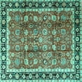 thumbnail image 1 of Ahgly Company Machine Washable Indoor Square Persian Turquoise Blue Traditional Area Rugs, 6' Square, 1 of 4