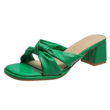 

SEMIMAY Sandals For Women Ladies Heel High Heel Bownot Casual Shoes Green