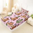 thumbnail image 2 of Manfei Vintage Cowboy Twin Fitted Sheet 2 Pieces,Western Theme Bedding,Pink Brown,1 Fitted Sheet and 1 Pillowcase, 2 of 4
