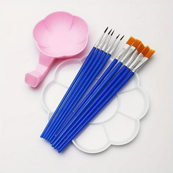 QJUHUNG Ensemble de 10/12 Pcs de Pinceaux d'Artiste de Qualité Supérieure - Convient à l'Aquarelle Acrylique et à la Gouache, Idéal pour les Outils de Peinture pour Étudiants, Pinceaux Ronds Plats et Filbert