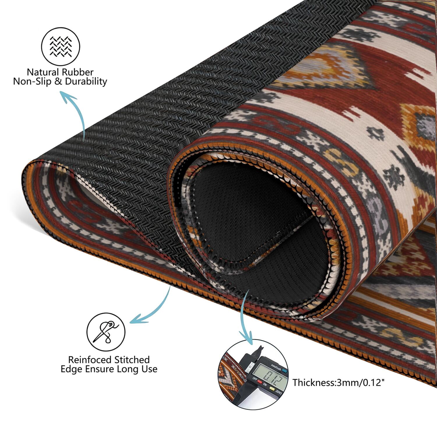 Boho Style Multi-Purpose Rubber Game Mat 31.5 Inch Square Extra Large Mahjong Pad Features Anti-Slip Backing and Noise Reducing Properties for Tiles and Boards