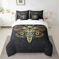thumbnail image 2 of Erosebridal Gothic Death Moth Bedding Sets Twin Size, Hippie Animal Comforter Sets with Sheets, Black and Gold Bedding Accessories, Breathable Bedroom Decor, Reversible 7pcs, 2 of 5