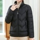 thumbnail image 1 of Chaquetas y abrigos casuales sin mangas y sin capucha para mujer, chaqueta fina de plumón, cuello alto, color liso, manga larga, bolsillo ligero, cremallera, abrigo de poliéster para mujer, 1 of 3