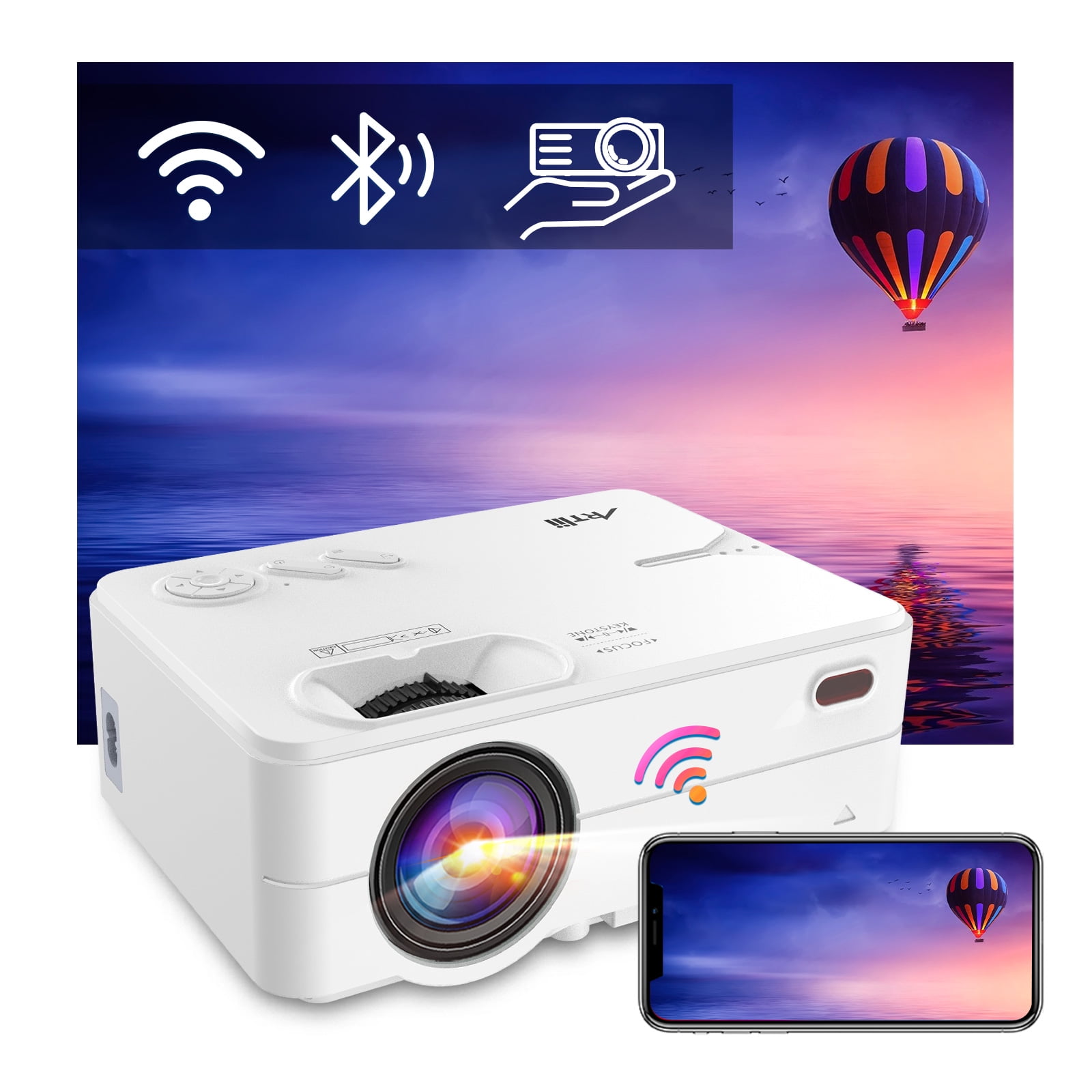Verschillende goederen Hover Afwijzen Artlii Enjoy2 Mini Portable Movie Projector with WiFi and Bluetooth, 300"  Giant Screen Display, 1080P Supported, Home Theater Bluetooth Projector,  Compatible with TV Stick, iOS, Android - Walmart.com