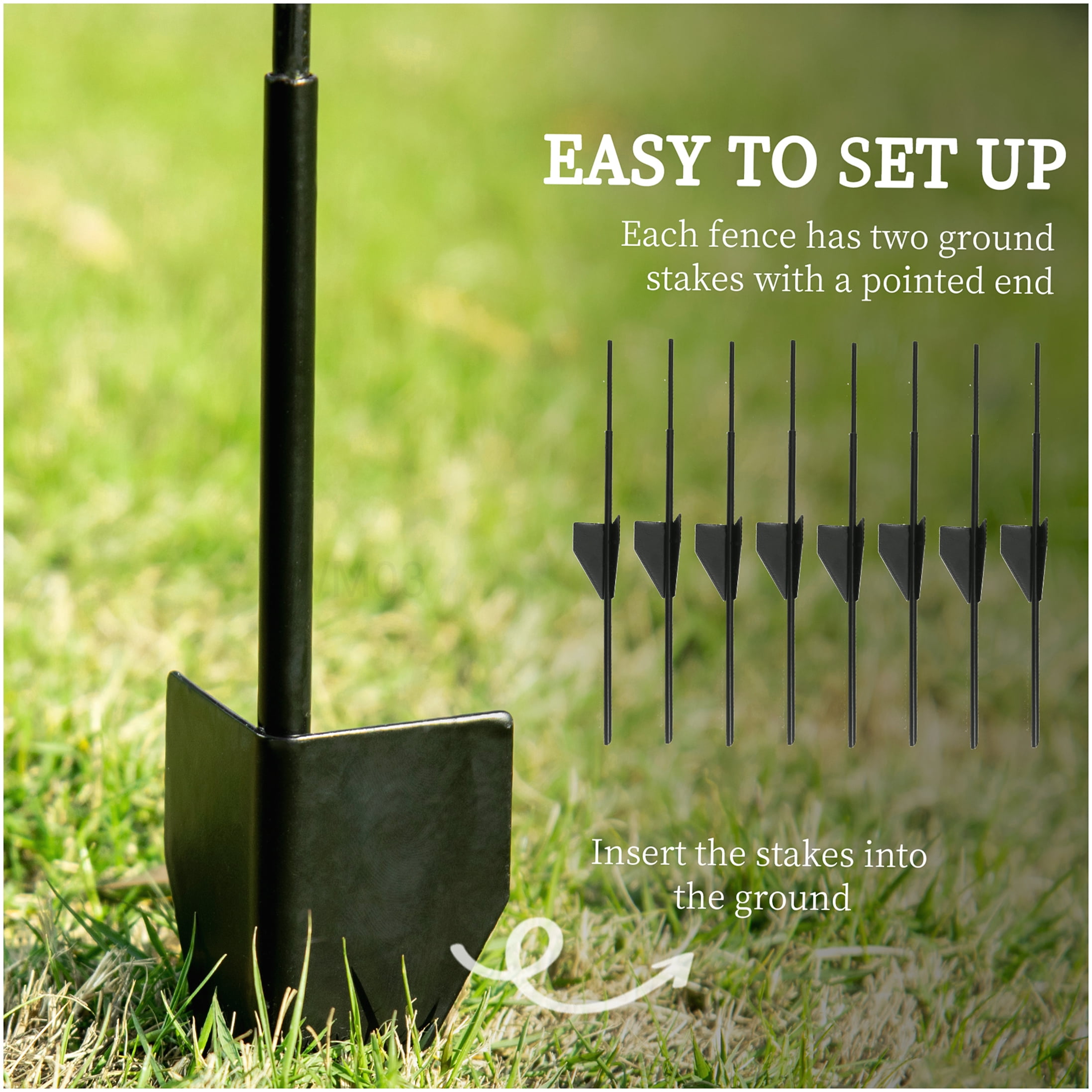 Decorative Garden Fence 4-Pack Steel Panels, Black Outdoor Edging with Curved Design for Landscape Yard Border Protection