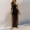 Black, variant on Qulqfy Summer Dresses for Women Boho Sleeveless Maxi Plain Casual Wedding Guest Square Neck Beige Sexy Side Slit Cutout Pleat Sundresses L