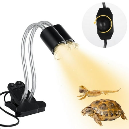 2 PCS Reptile Heat Lamp, 50W E27 UVA UVB Reptile Light, Dimmable Reptile Heating Bulb, 360° Rotatable Gooseneck Clamp Lamp for Day-active Reptiles, Turtles, Lizards, Snakes