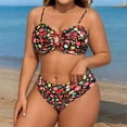 thumbnail image 7 of Fznquz Tummy Control 2 Piece Swimsuit for Women Plus Size High Waisted Swim Suits Cutout Tie Back Floral Bathing Suit,XXXXL, 7 of 7