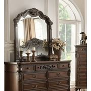 Bedroom Furniture Traditional Formal Eastern King Size Bed Dresser Mirror Nightstand 4pcs Set Dark Brown