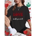 thumbnail image 1 of Camiseta De Verano Para Mujer, Ropa De Calle, Cuello Redondo, Para Acampar, Mochilero, TrabajoValentine'S Day - Love is Everything You Need - Letter Pattern Letter Print Women'S Summer Round NecCami, 1 of 8