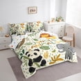 thumbnail image 3 of Manfei Panda Elephant Bed in a Bag Queen Size,Jungle Animal Bed Set,Palm Leaves Bedding Queen Size For Boys,Super Cozy Room Decoration Reversible,7 Pieces, 3 of 7