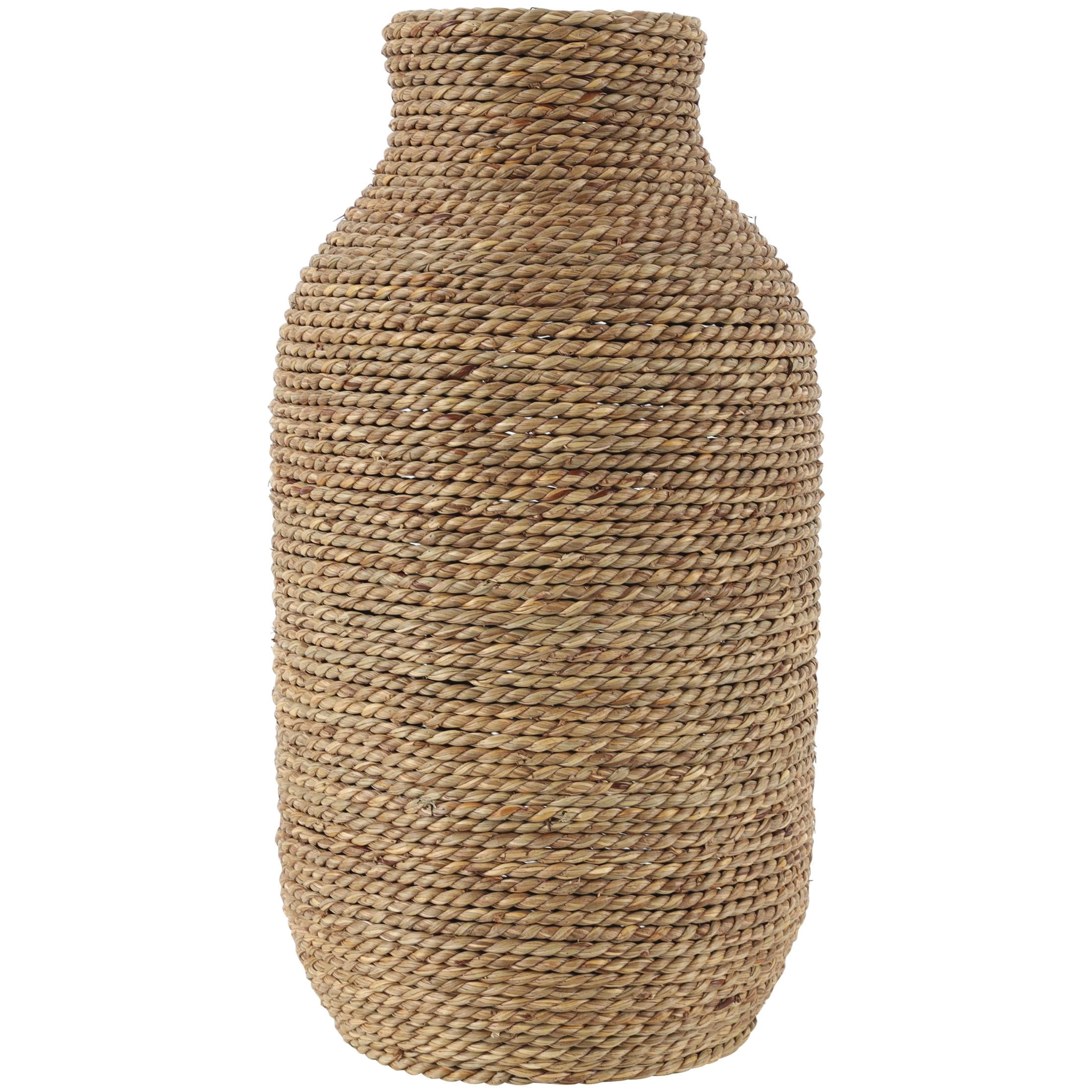 DecMode 16" Handmade Wrapped Brown Seagrass Vase