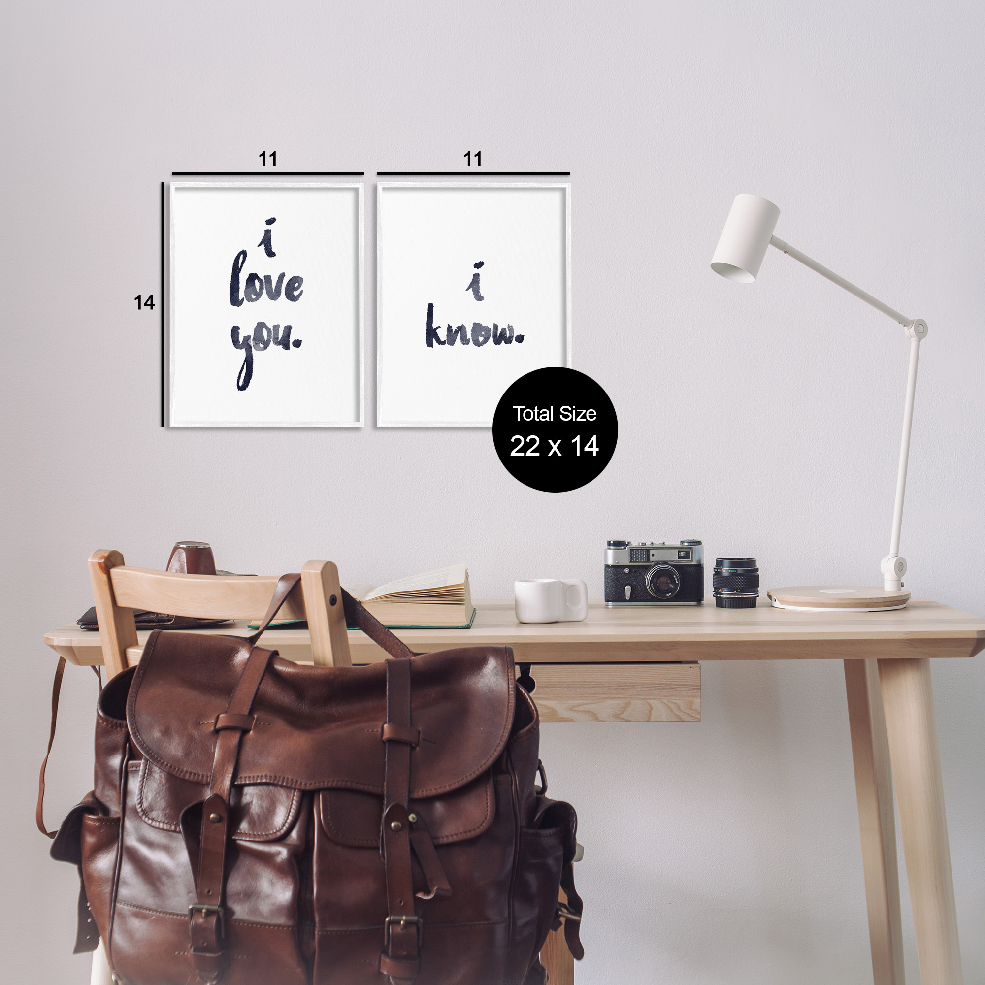 Stupell Industries Glam I Love You Phrase Inspirational Painting White Framed Art Print Wall Art, 11 x 14, Set of 2