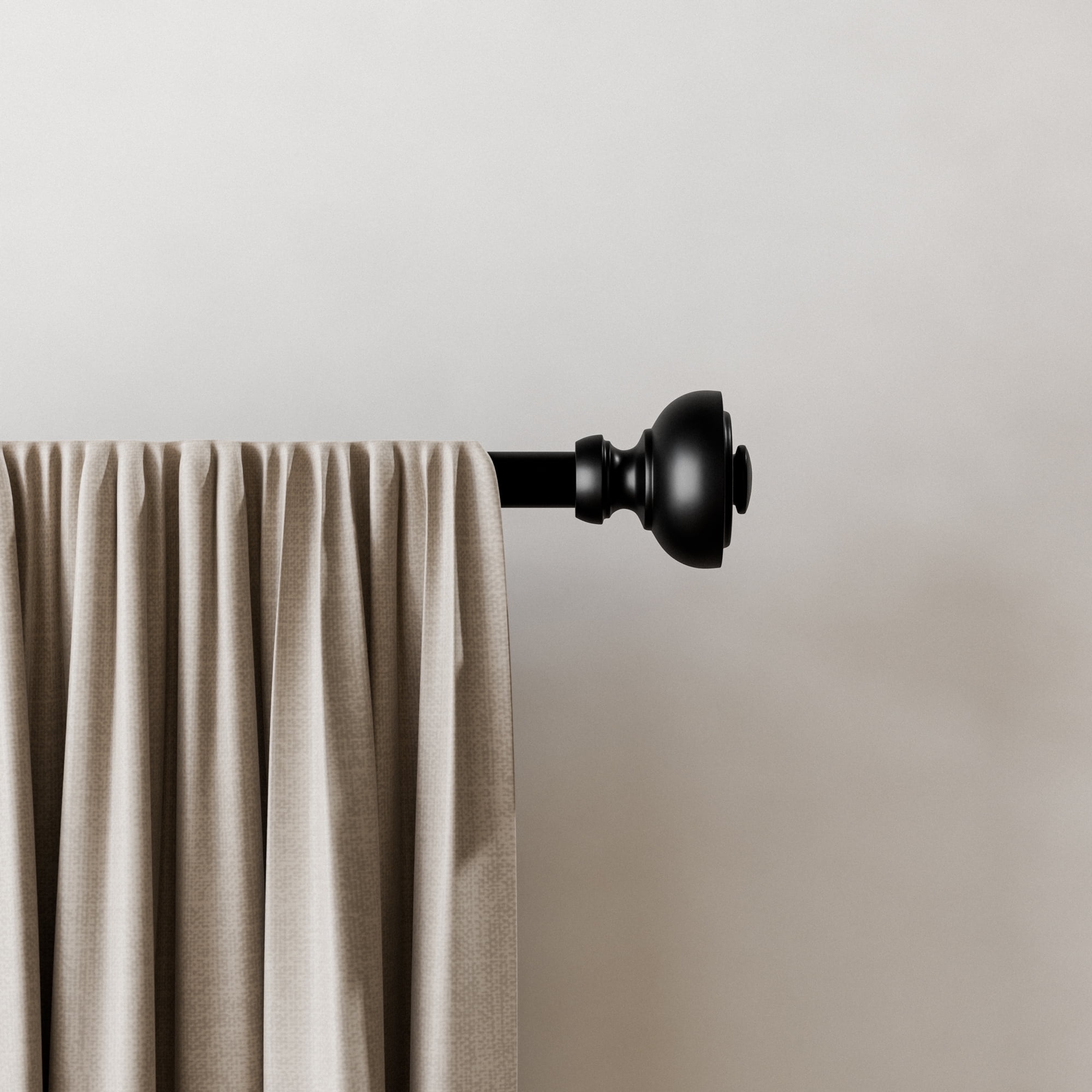 Mainstays 3/4" Black Cameron Urn Adjustable Single Curtain Rod Set, 30"-84"