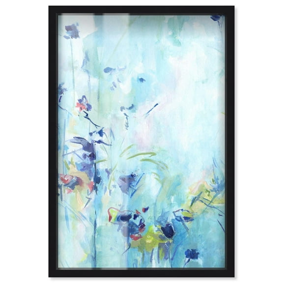 Heavenly Blue I Shadowbox Print Floral Abstract Art by Art Remedy, Black Frame, 10 x 15