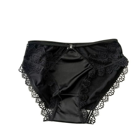 Vblhal Deals of the Week Clearance Sexy Mid Waisted Underwear for Women Plus Size Briefs Breathable Lace Trim Panties Hipster Briefs Cheeky Granny Panty