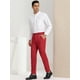 thumbnail image 4 of Pantalones de vestir ajustados con frente plano y bloque de color con estampado geométrico informal para hombre XXL Rojo, 4 of 6