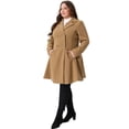 thumbnail image 3 of DARING DIVA Women's Plus Size Notch Lapel Double Breasted A Line Peacoat 2X Camel, 3 of 6