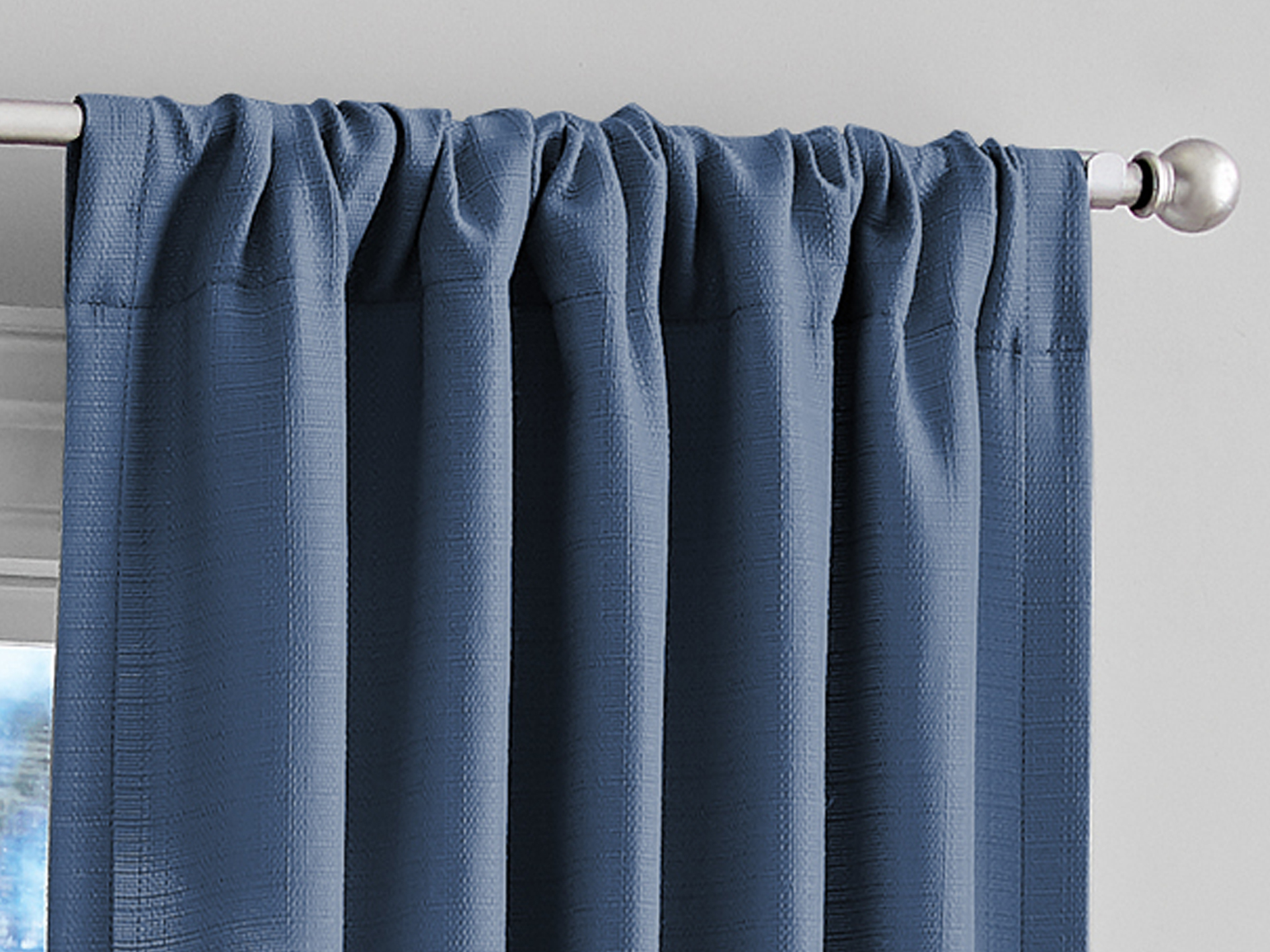 Mainstays Southport Solid Color Light Filtering Rod Pocket Curtain Panel Pair, Set of 2, Blue, 40 x 84 - image 4 of 5