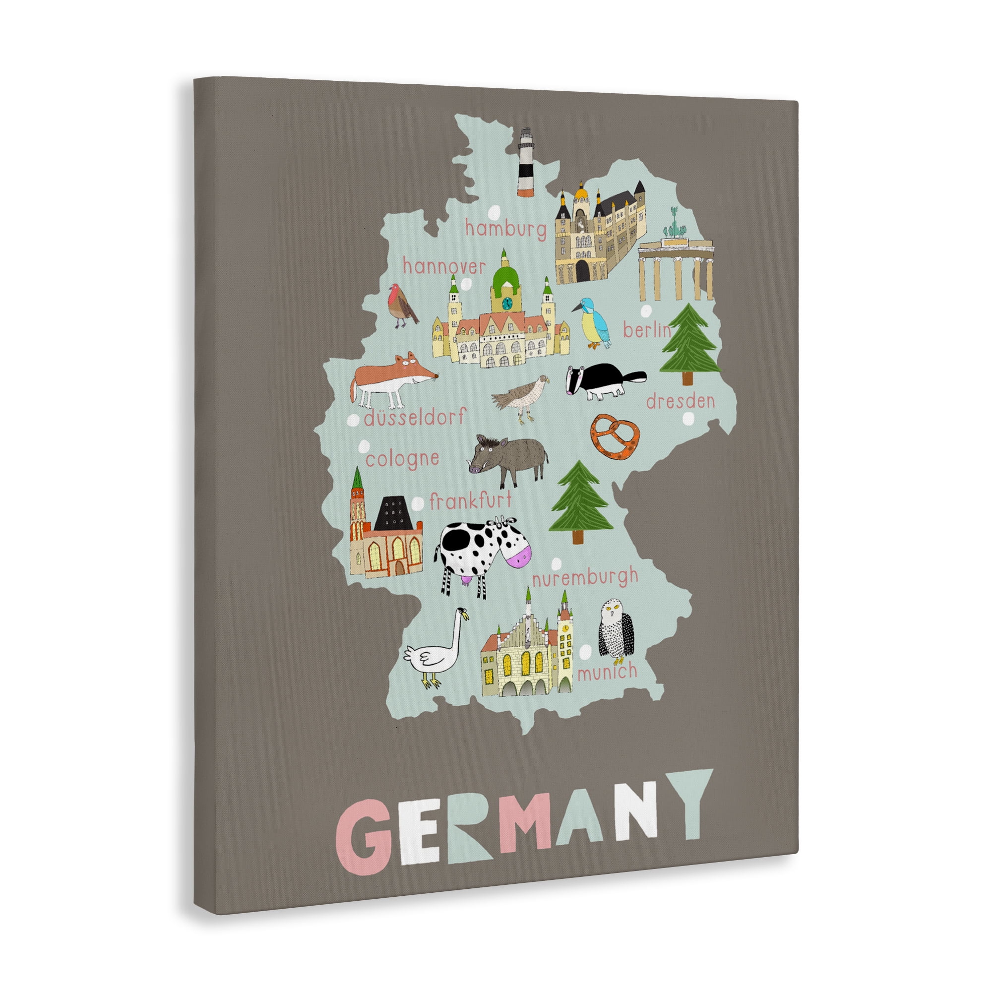 Kid's Map of Germany Canvas Wall Art, design by Carla Daly