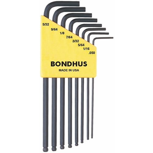 JUEGO DE 8 LLAVES HEXAGONALES PUNTA DE BOLA FRACCIONALES. .050" A 5/32". BONDHUS 10932 Bondhus 10932