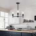 thumbnail image 3 of Studyset 3-Light Chandelier for Dinning Room Kitchen Farmhouse Chandelier with Clear Glass Kitchen Island Pendant Ceiling Lighting Industrial Metal Hanging Fixture for Foyer Living Room, Height Adjust, 3 of 7
