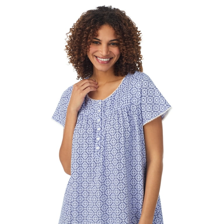Aria 100 Cotton Short Sleeve Scoop Neck Nightgown with Pockets Women s sizes S 5X Walmart