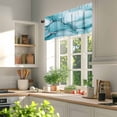 thumbnail image 3 of Marble Texture Valances for Windows, 42 x 18in, Blue Green Minimalist Lines Rod Pocket Kitchen Valance Curtain Light Filtering Window Treatments for Living Room Bedroom, 1 Panel, 3 of 7