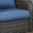 thumbnail image 5 of POCASSY 3 Piece Patio Set Outdoor Wicker Glider Rocking and Swivel Chairs with Side Table and Cushions - Patio Wicker Bistro Furniture Set, Brown Rattan & Blue Cushion, 5 of 9