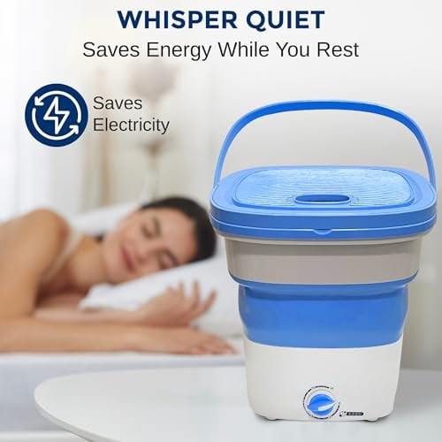 PURE CLEAN Portable Mini Washing Machine Lightweight Collapsible Bucket - Perfect for Camping, Travelling, Apartment, Dorm USA Brand