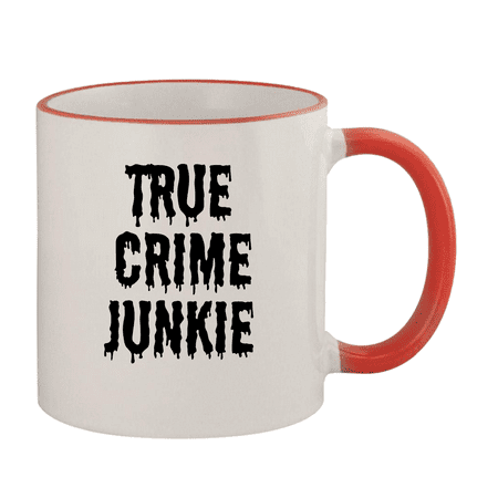 

True Crime Junkie - 11oz Colored Rim and Handle Coffee Mug Red