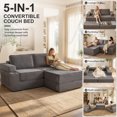 thumbnail image 2 of Holaki 5 in 1 Modular Sectional Sofa with Movable Ottoman, L-Shaped Convertible Boneless Couch for Living Room, Corduroy Deep Seat Sofa, Gray, 2 of 9