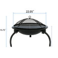 thumbnail image 5 of 21 Inch Grill Fire Pit, SYNGAR Outdoor Wood Burning Bonfire BBQ Fire Bowl, Lightweight Metal Fire Pit Bowl with Spark Screen, Poker & Grill, for BBQ, Camping, Picnics, Beach, Garden, Yard, Black, D722, 5 of 10