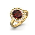 thumbnail image 2 of 925 Sterling Silver Gold Vermeil 6mm Round Garnet Solitaire Women Valentines Day Gifts Ring, 2 of 4