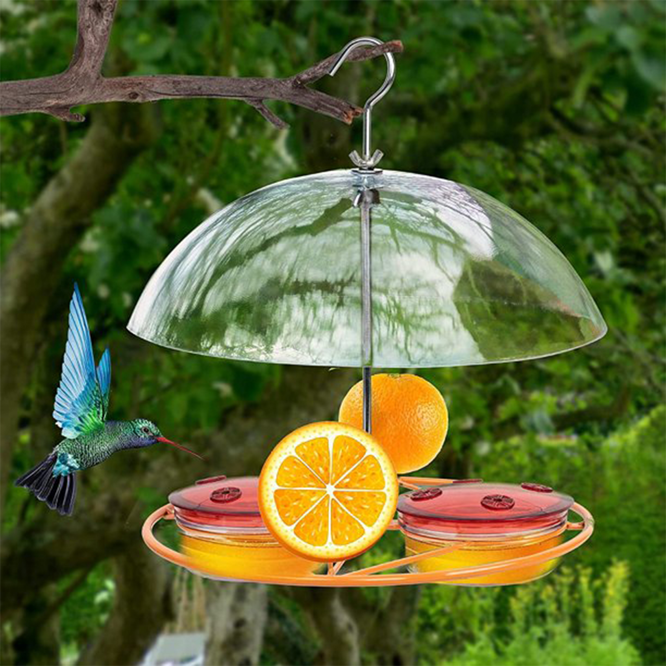 LEERUI Oriole Bird Feeder, Hummingbird Feeders, Outdoor Metal Hanging