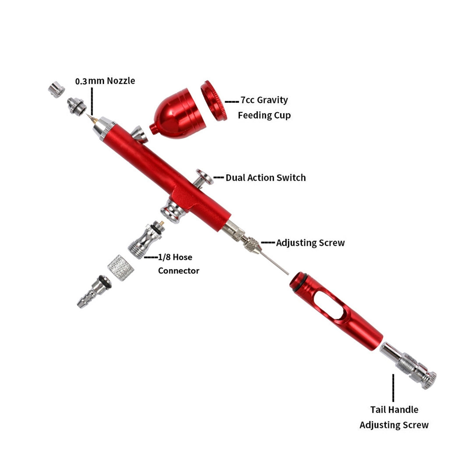 0.3mm Nozzle Art Paint Airbrush With 11pcs Cleaning Tools Artificial Decorating For Dual Action Feed Brushes Spray Gun ,User-Friendly Design
