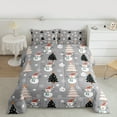thumbnail image 2 of Manfei Cartoon Xmas Tree King Size Comforter Sets,Cute Christmas Snowman Bedding Comforter Set,Gray White Orange Bedding Set For Kids,Breathable Home Decor Reversible,3pcs, 2 of 8