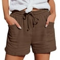 thumbnail image 2 of Duoif Womens Elastic Waist Drawstring Shorts Beach Shorts Lightweight Athletic Shorts Comfy Short Pants with Pockets Soft Workout Running Shorts for Gym, Brown, L, 2 of 5