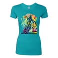 thumbnail image 2 of Colorful Horse Head Animal Lover Womens Slim Fit Junior Tee, Tahiti Blue, Medium, 2 of 3
