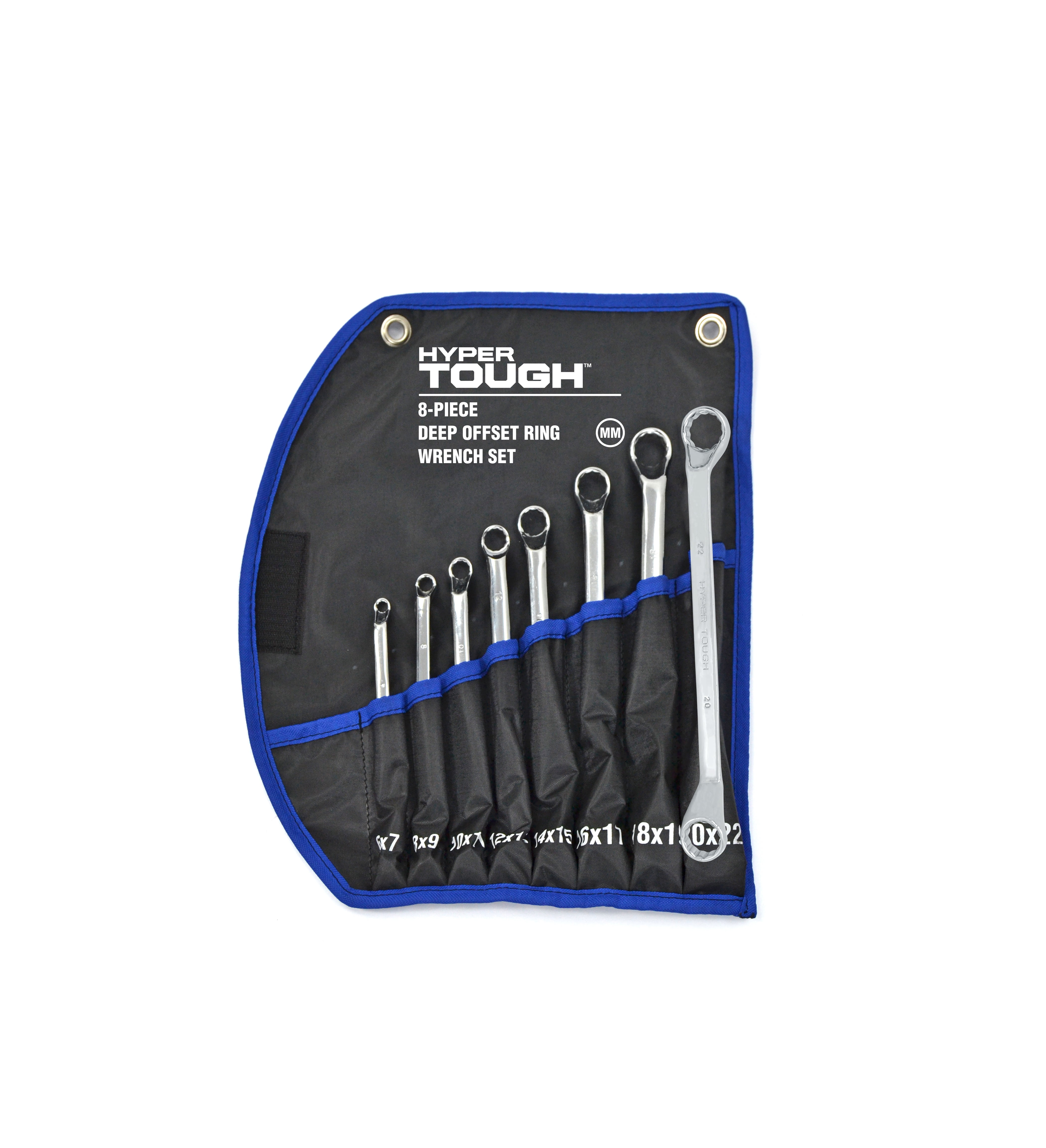 Hyper Tough 8-Piece Metric Deep Offset Ring Wrench Set