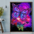 thumbnail image 3 of Cuadro de diamantes de imitación decorativos con pintura de diamante redondo completo de mariposa púrpura azul Tmvgtek decoración de arte en el hogar, 3 of 9