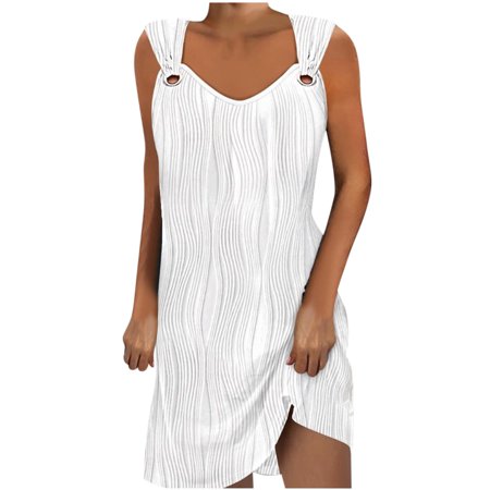 Off The Shoulder Dress Fashion Womens Sleeveless V-Neck Solid Off Shoulder Loose Fitting Dress Off The Shoulder Dress for Women Summer